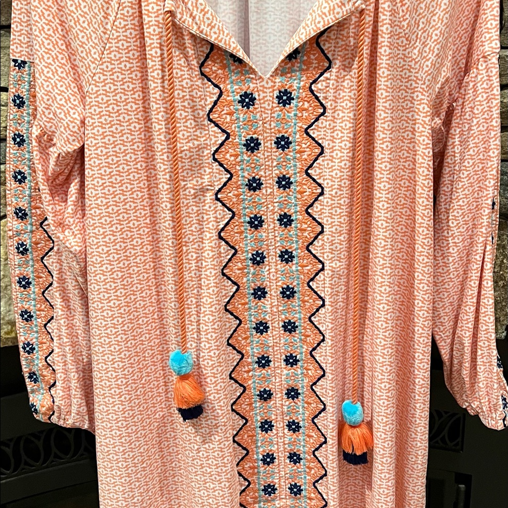 Charleston Embroidered Tassel Cover Up - New/Never Used